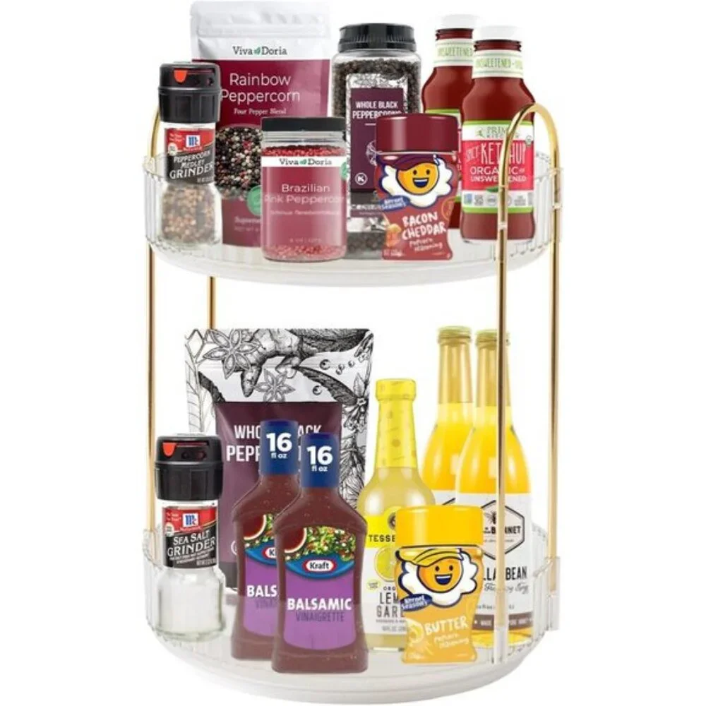 New 360° Rotating Makeup Organizer, 2-Tier Clear Vanity Storage for Skincare